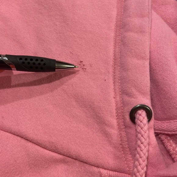 LAKEGIRL Pink Hooded Sweatshirt, sz 2XL, Distressed logo in blue,Comfy oversized - Picture 6 of 9